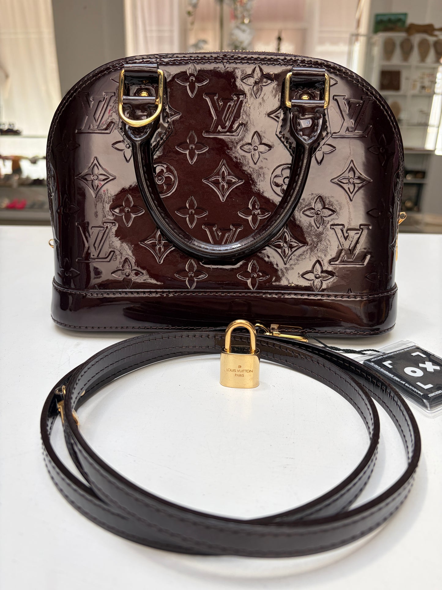 Louis Vuitton Vernis Monogram Alma BB Amarante Patent Leather