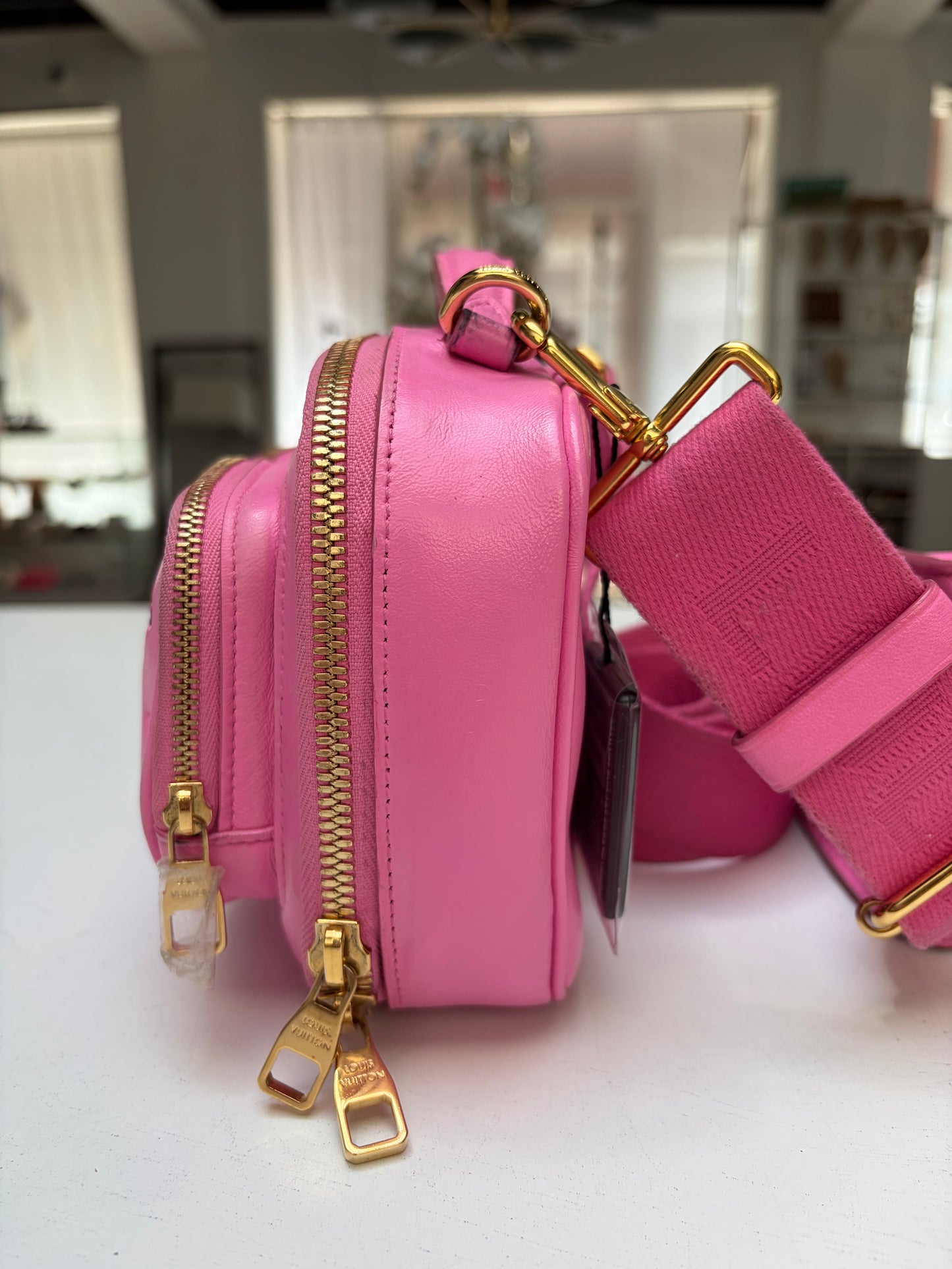 Louis Vuitton Utility Bag Embossed Monogram Pink