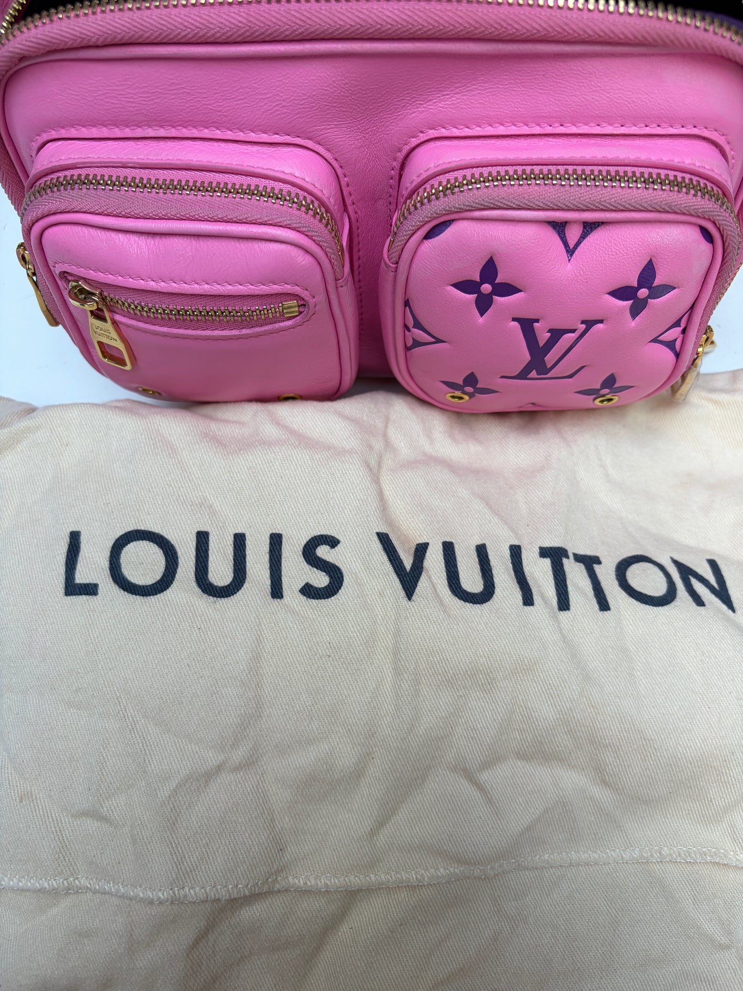 Louis Vuitton Utility Bag Embossed Monogram Pink