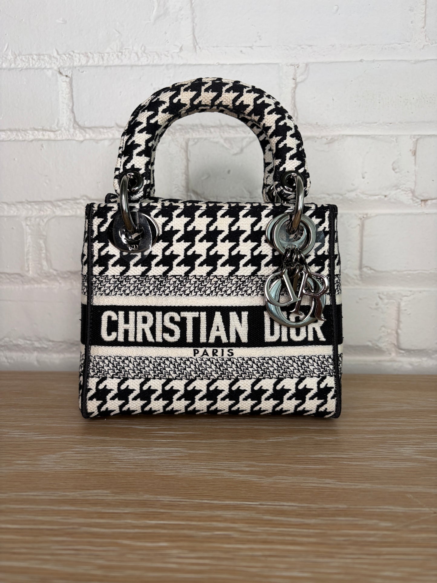 Christian Dior Mini Lady D-Lite Houndstooth Black and White