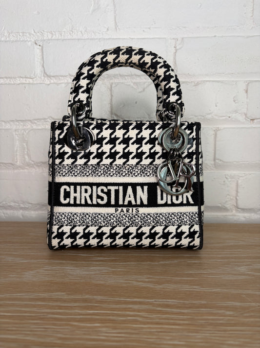 Christian Dior Mini Lady D-Lite Houndstooth Black and White