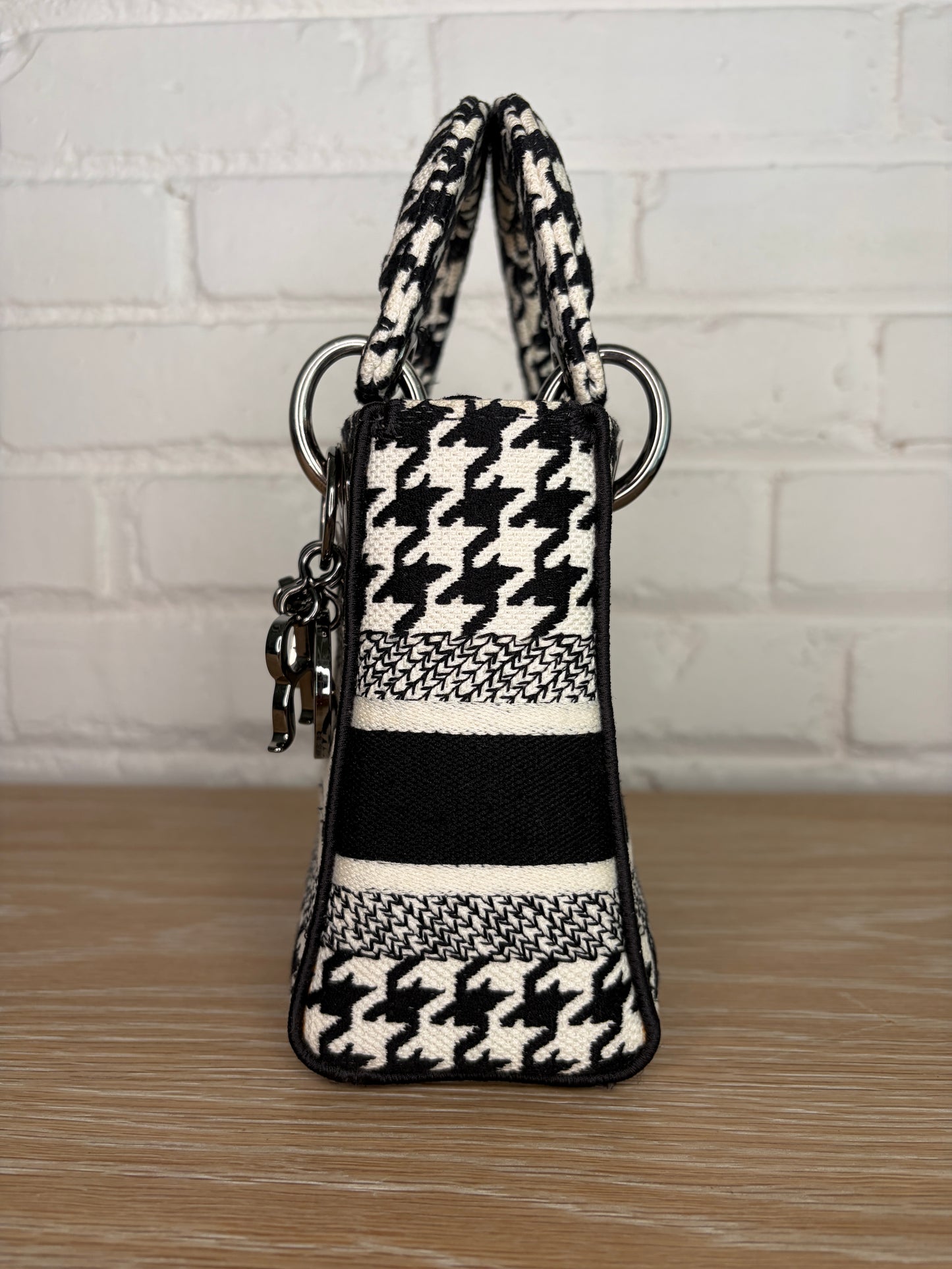 Christian Dior Mini Lady D-Lite Houndstooth Black and White