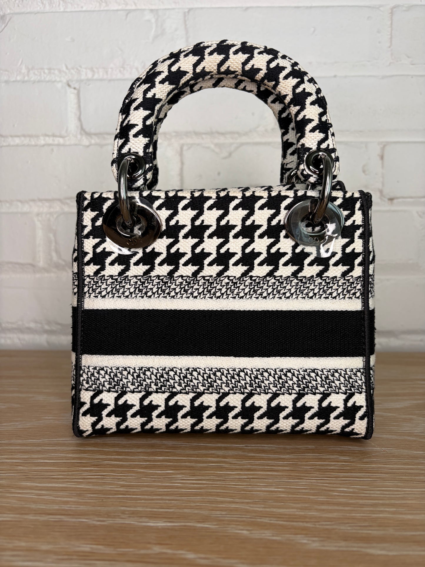 Christian Dior Mini Lady D-Lite Houndstooth Black and White