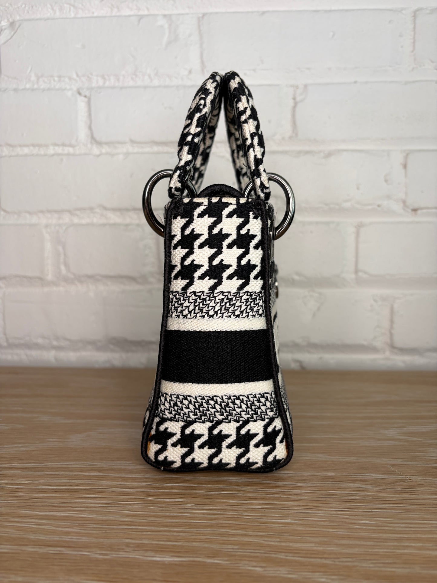 Christian Dior Mini Lady D-Lite Houndstooth Black and White