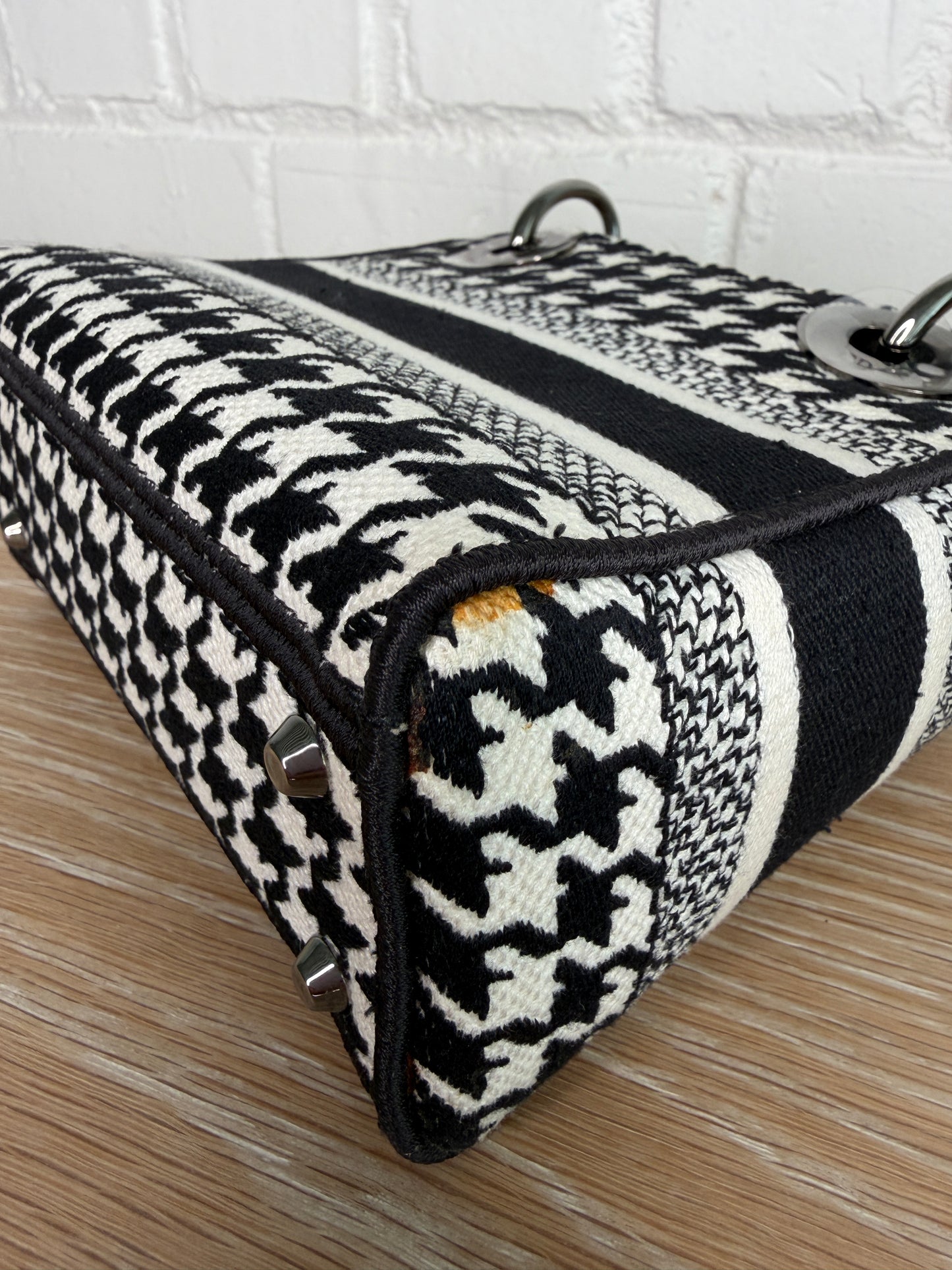Christian Dior Mini Lady D-Lite Houndstooth Black and White