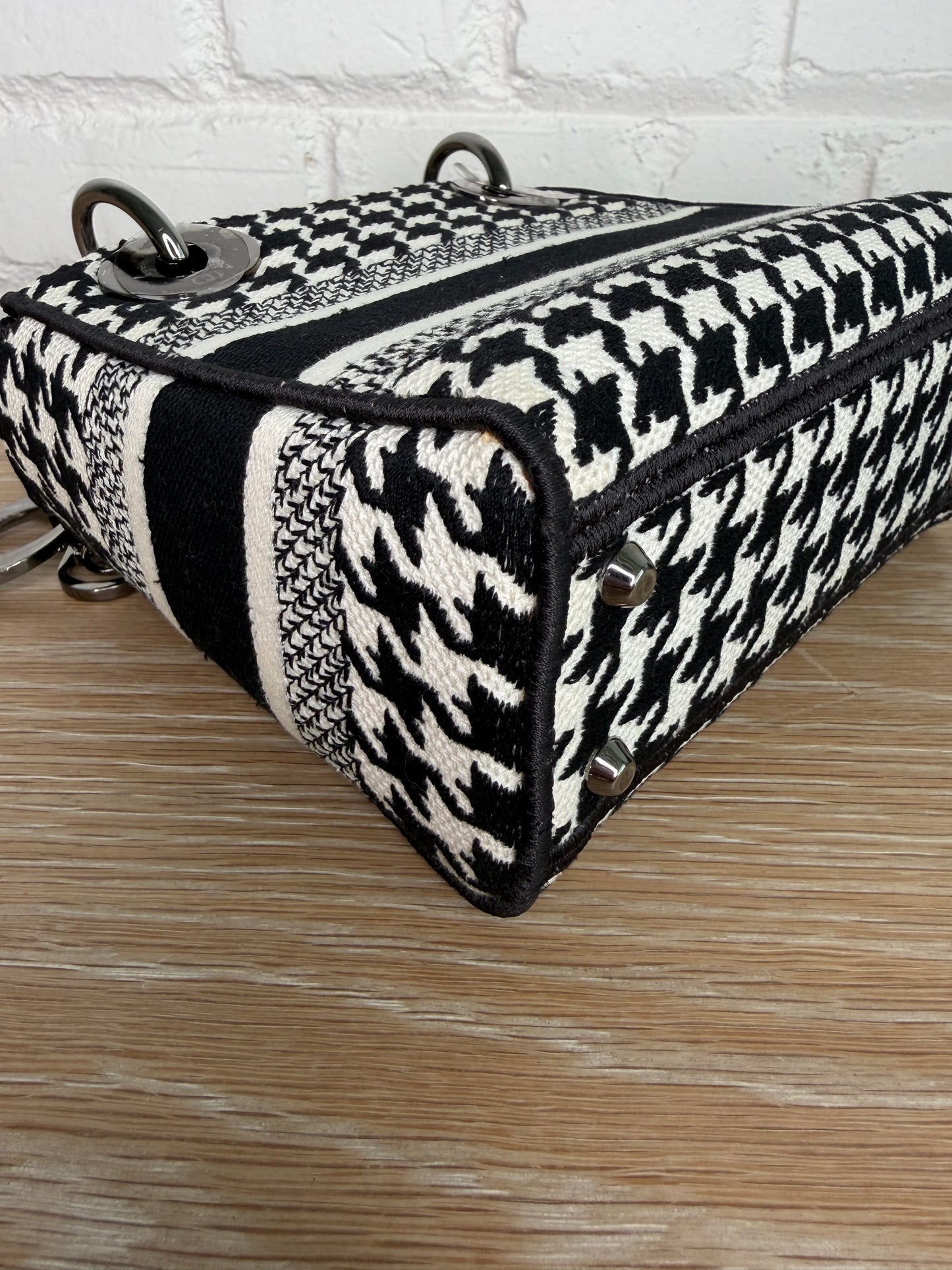 Christian Dior Mini Lady D-Lite Houndstooth Black and White