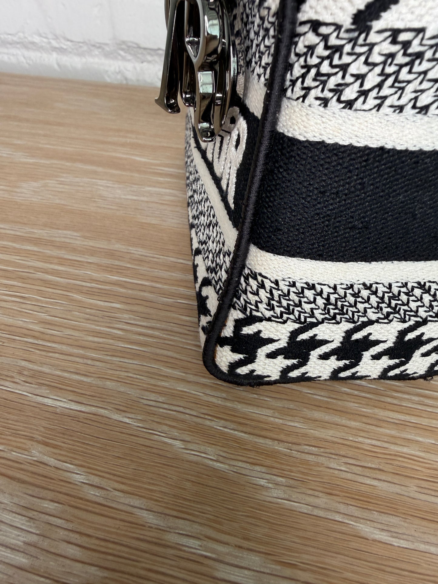 Christian Dior Mini Lady D-Lite Houndstooth Black and White