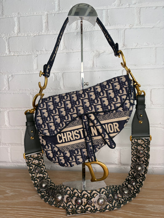 Christian Dior Saddle Bag Small Limited Edition Strap Blue Oblique