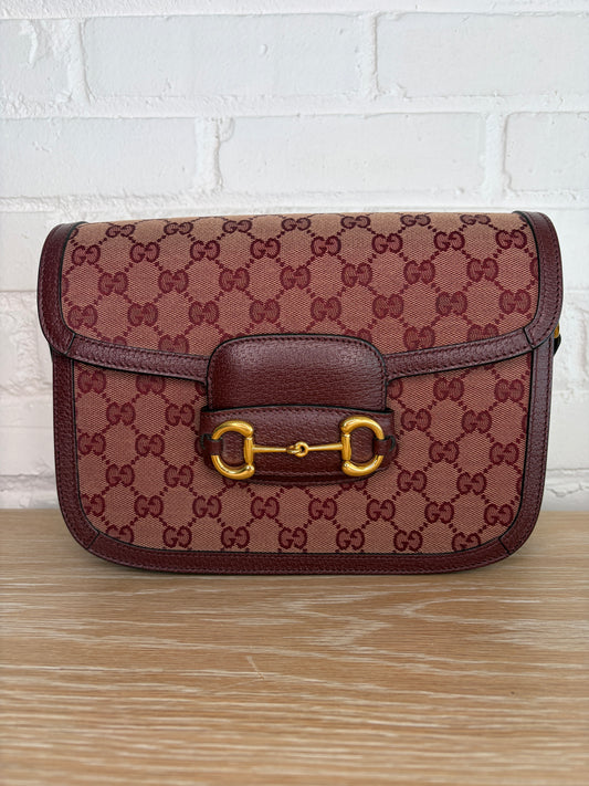 Gucci 1955 Horsebit Shoulder Bag Medium Sahara Rubino Chardonnay