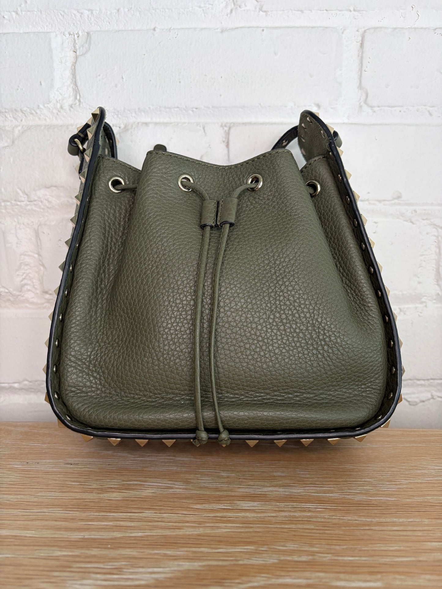 SOLD Valentino Garavani Rockstud Small Bucket Crossbody Green