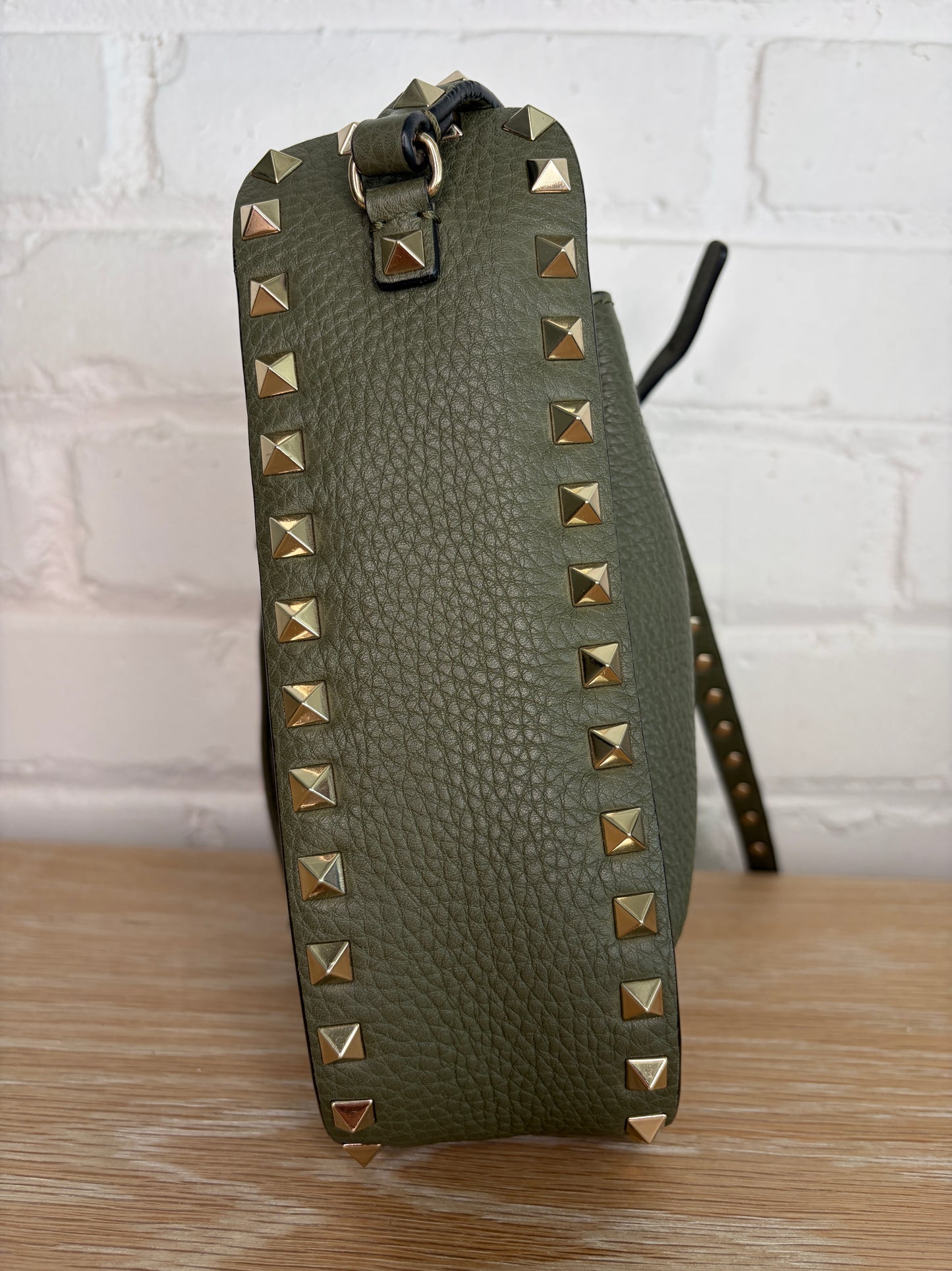 SOLD Valentino Garavani Rockstud Small Bucket Crossbody Green