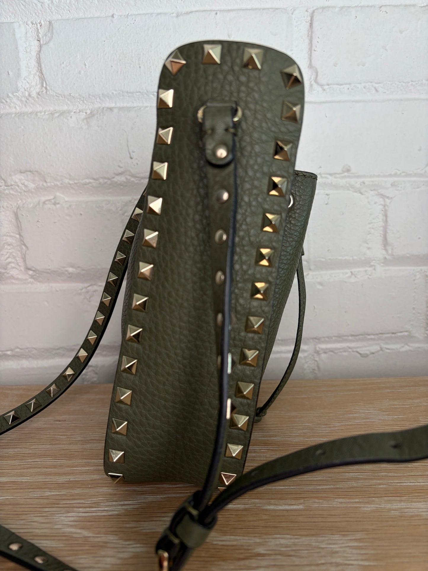 SOLD Valentino Garavani Rockstud Small Bucket Crossbody Green
