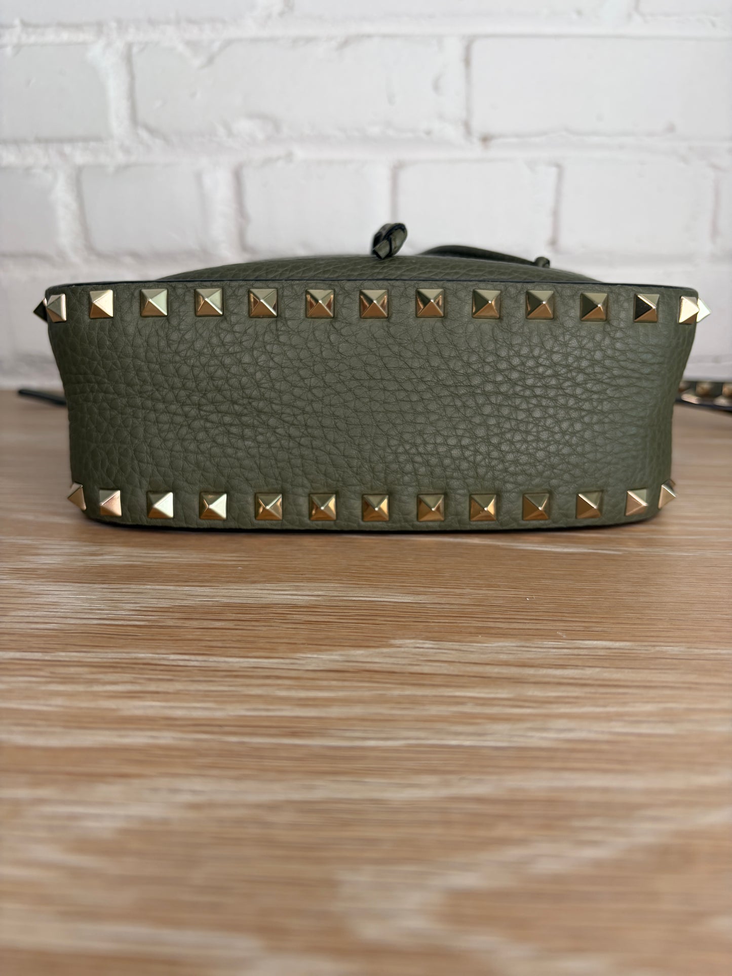 SOLD Valentino Garavani Rockstud Small Bucket Crossbody Green