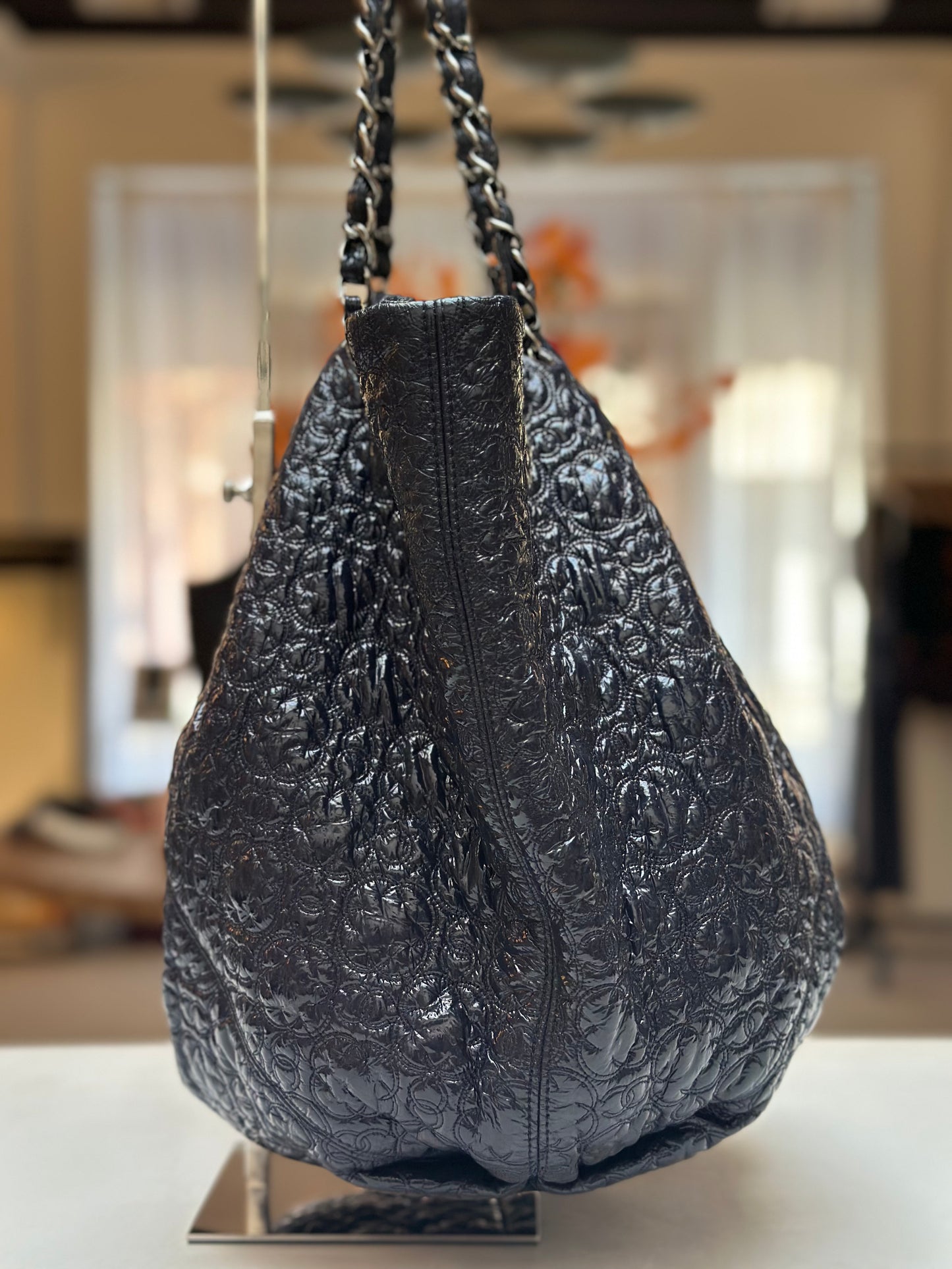 Chanel Pattent Tote, Navy