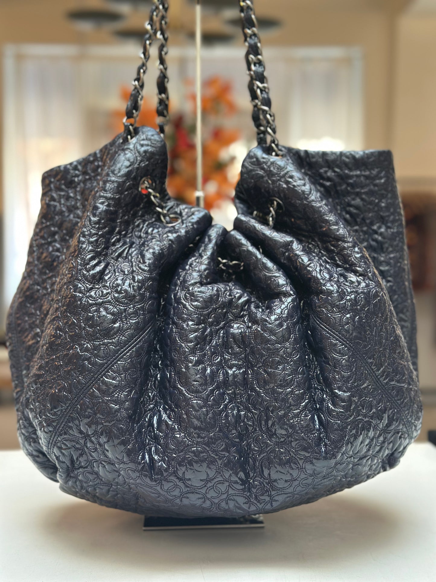 Chanel Pattent Tote, Navy