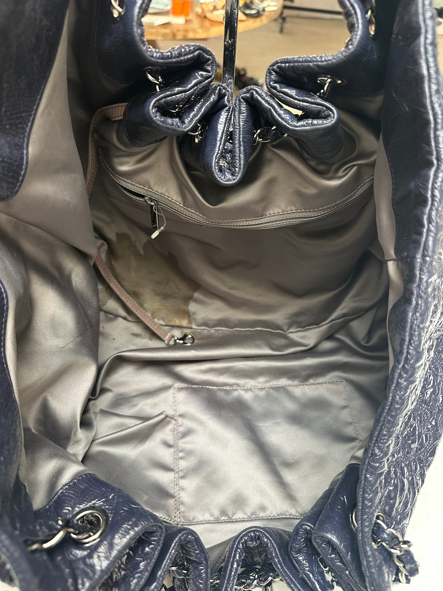 Chanel Pattent Tote, Navy