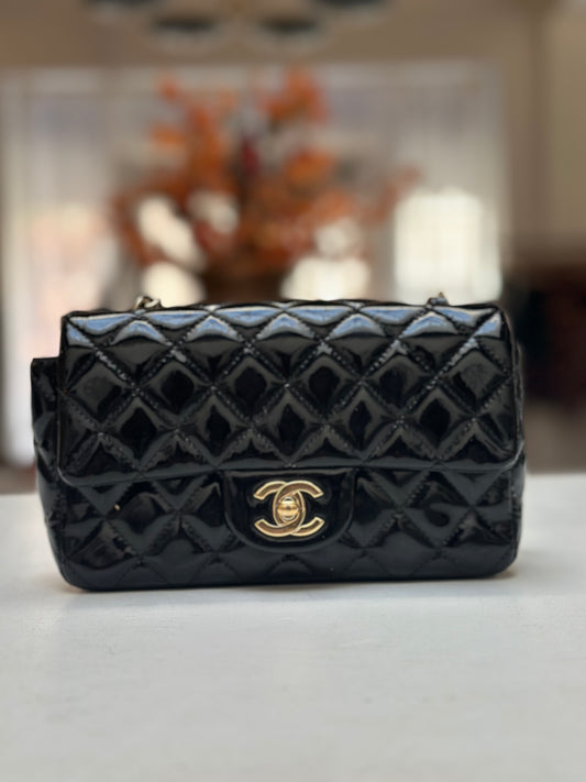 Chanel Rectangular Mini, Patent Black