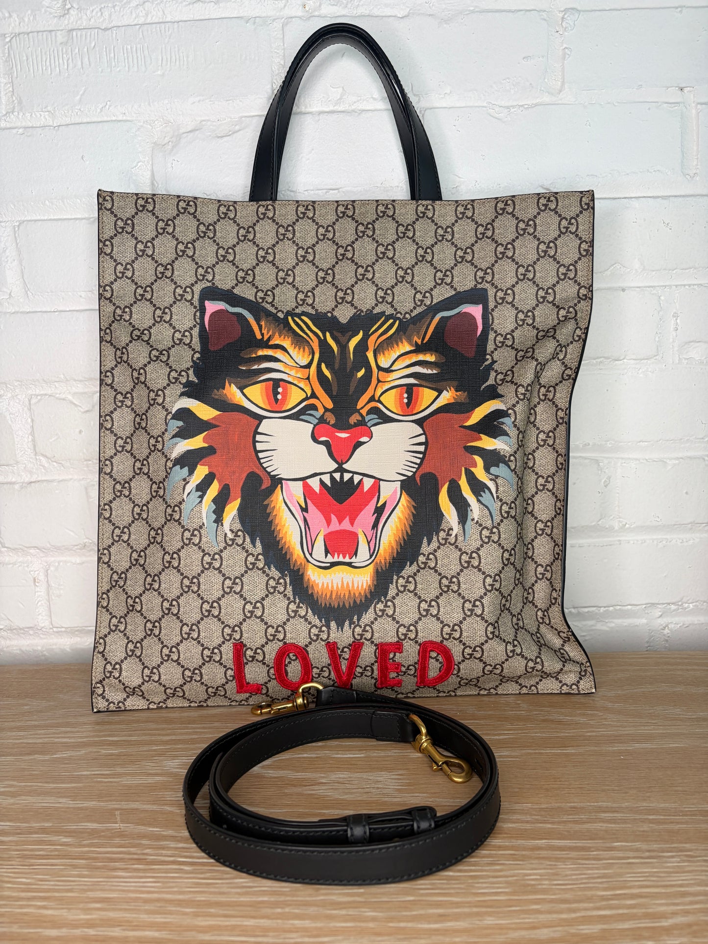 Gucci GG Supreme Angry Cat Tote 2017