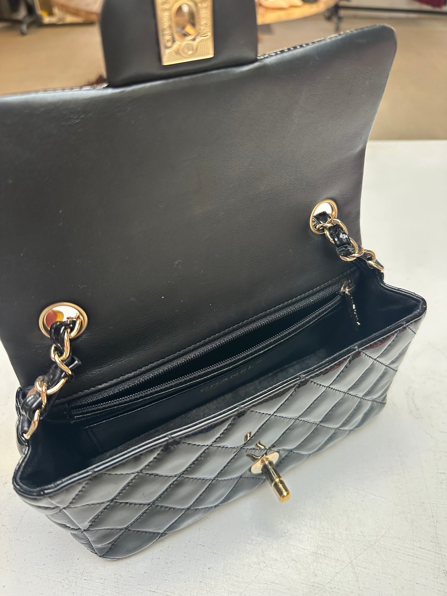 Chanel Rectangular Mini, Patent Black