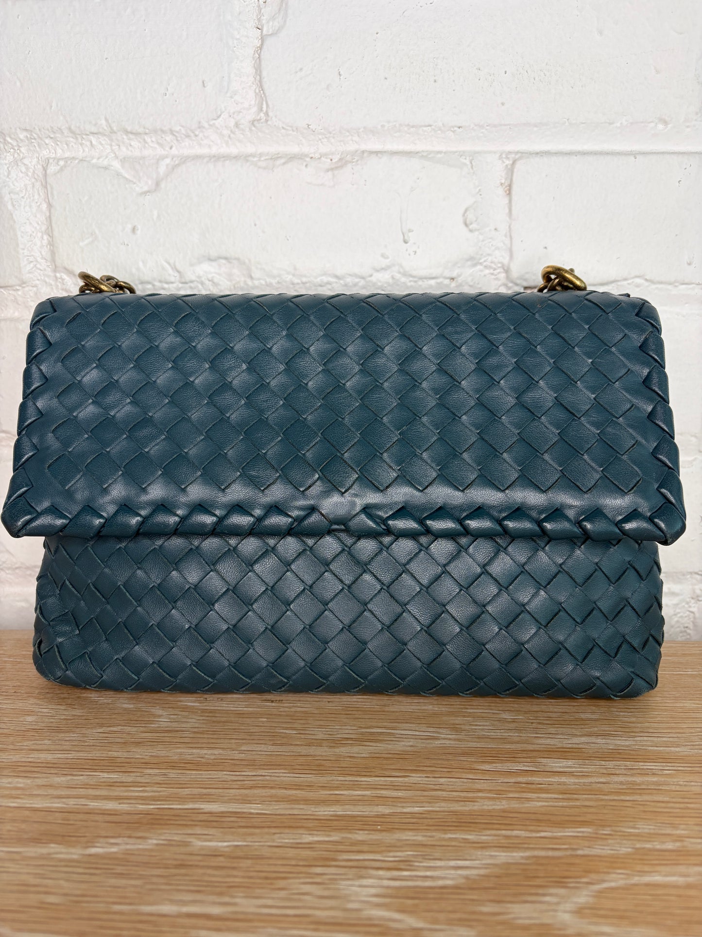 Bottega Veneta Olimpia Blue Intrecciato Leather