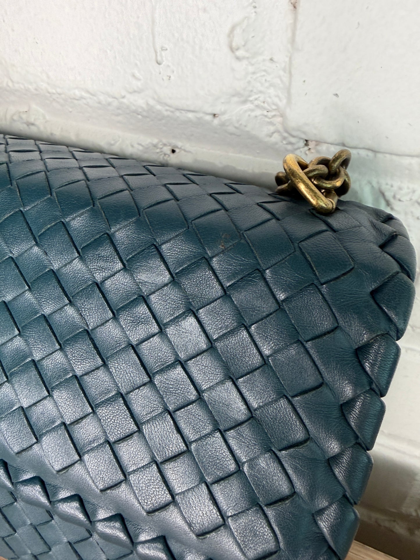 Bottega Veneta Olimpia Blue Intrecciato Leather