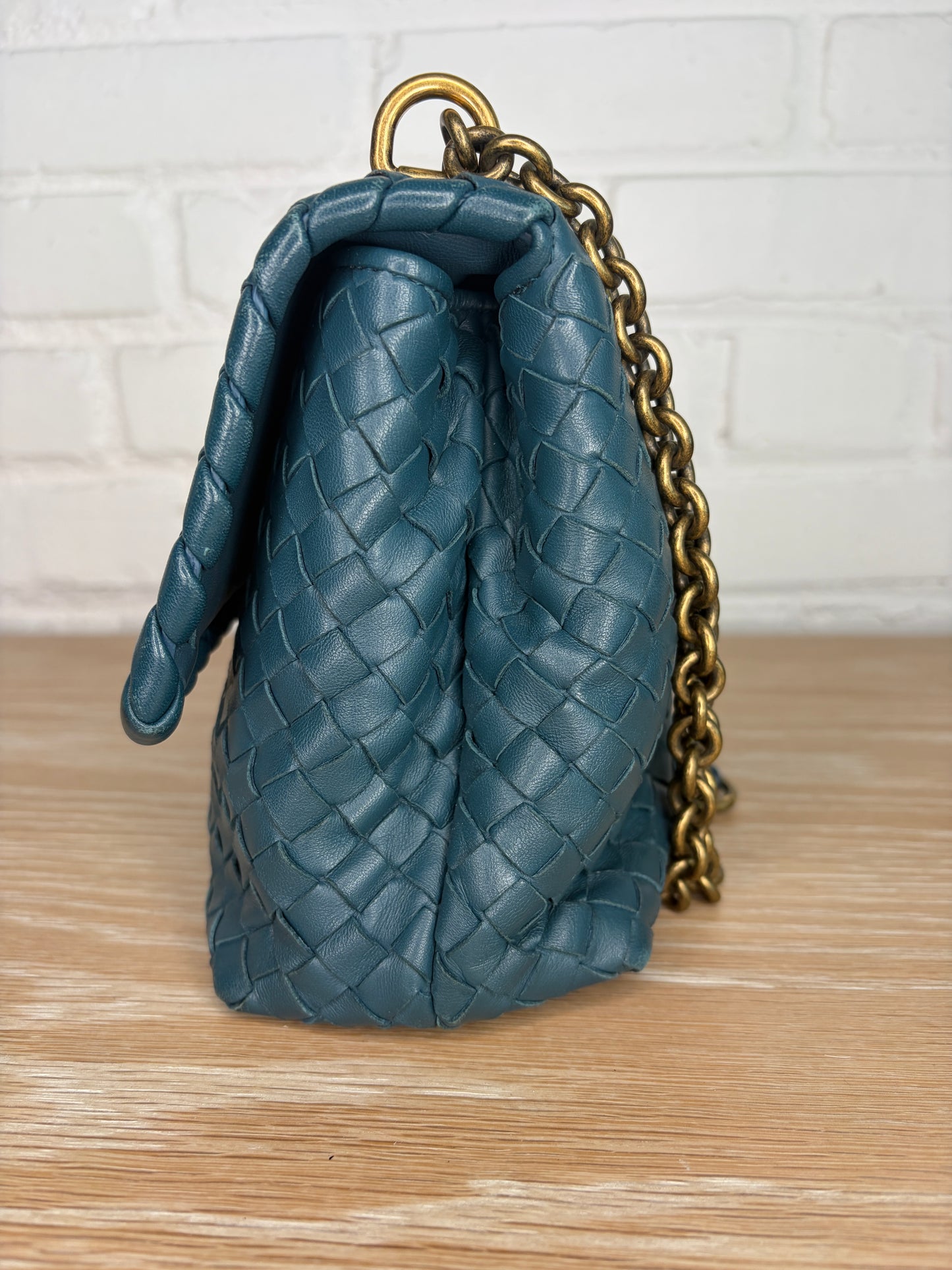 Bottega Veneta Olimpia Blue Intrecciato Leather