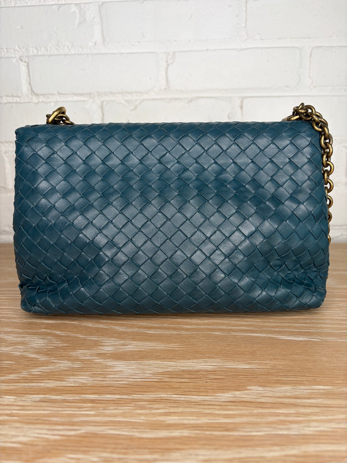 Bottega Veneta Olimpia Blue Intrecciato Leather
