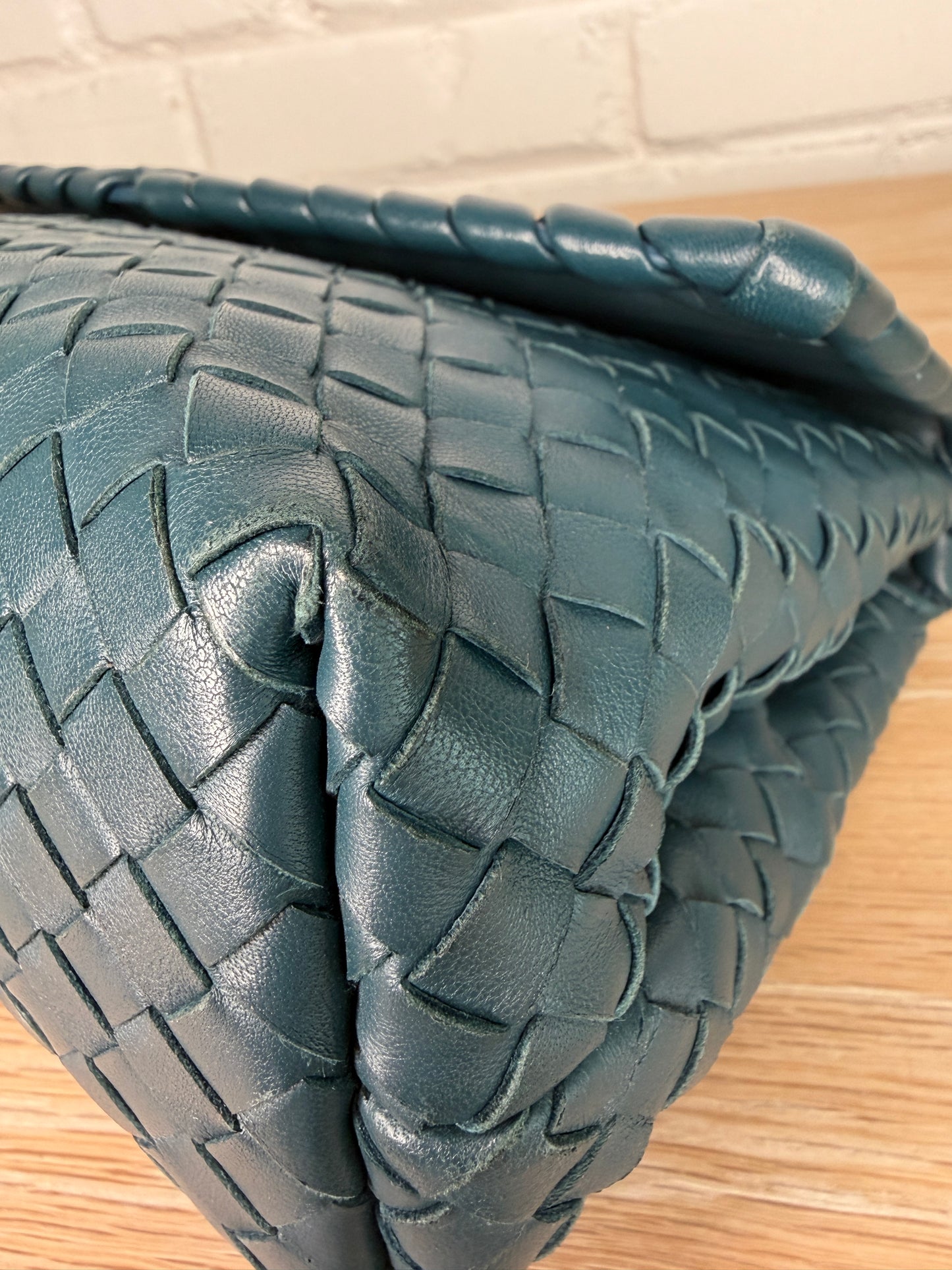 Bottega Veneta Olimpia Blue Intrecciato Leather