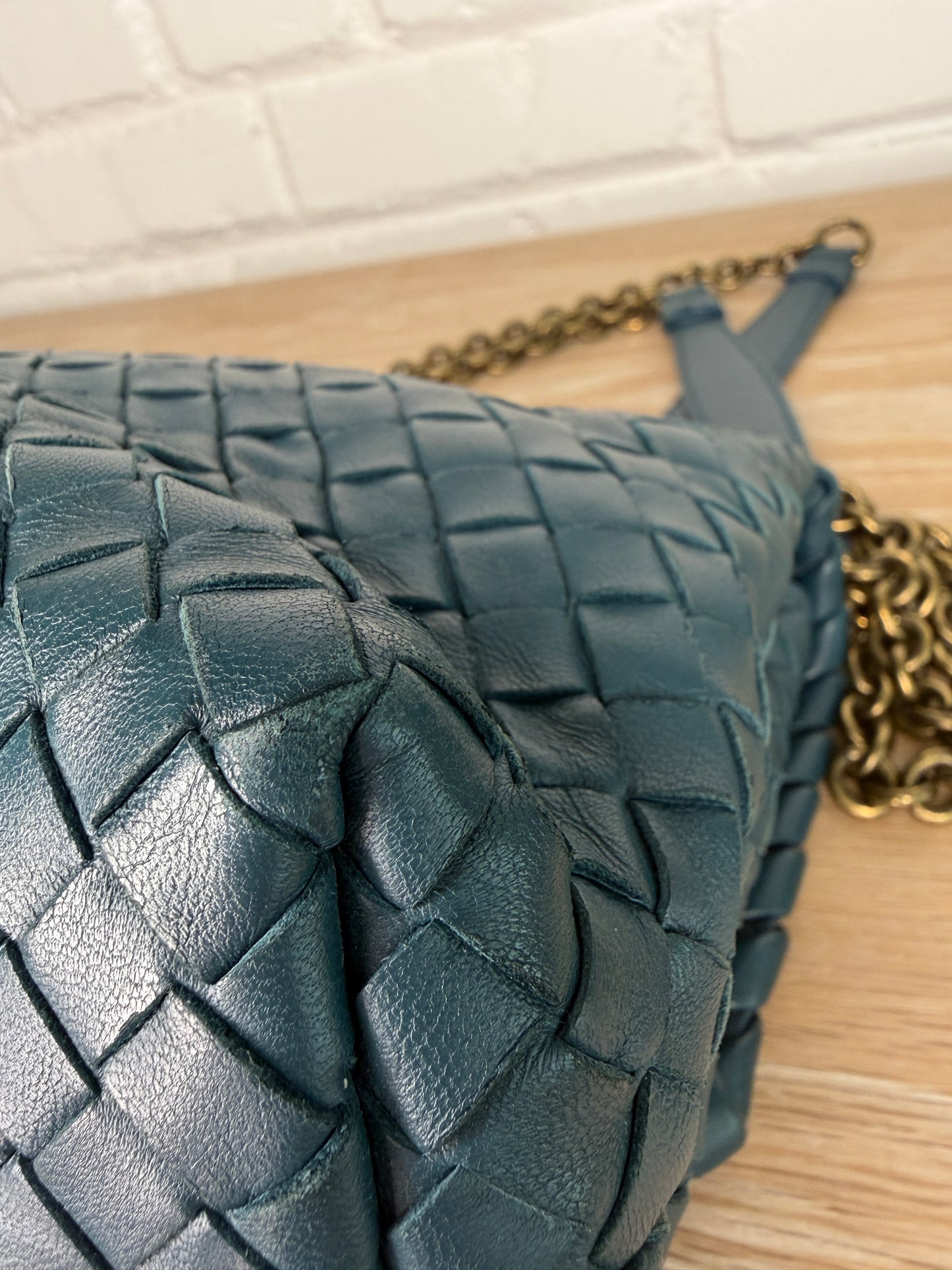 Bottega Veneta Olimpia Blue Intrecciato Leather