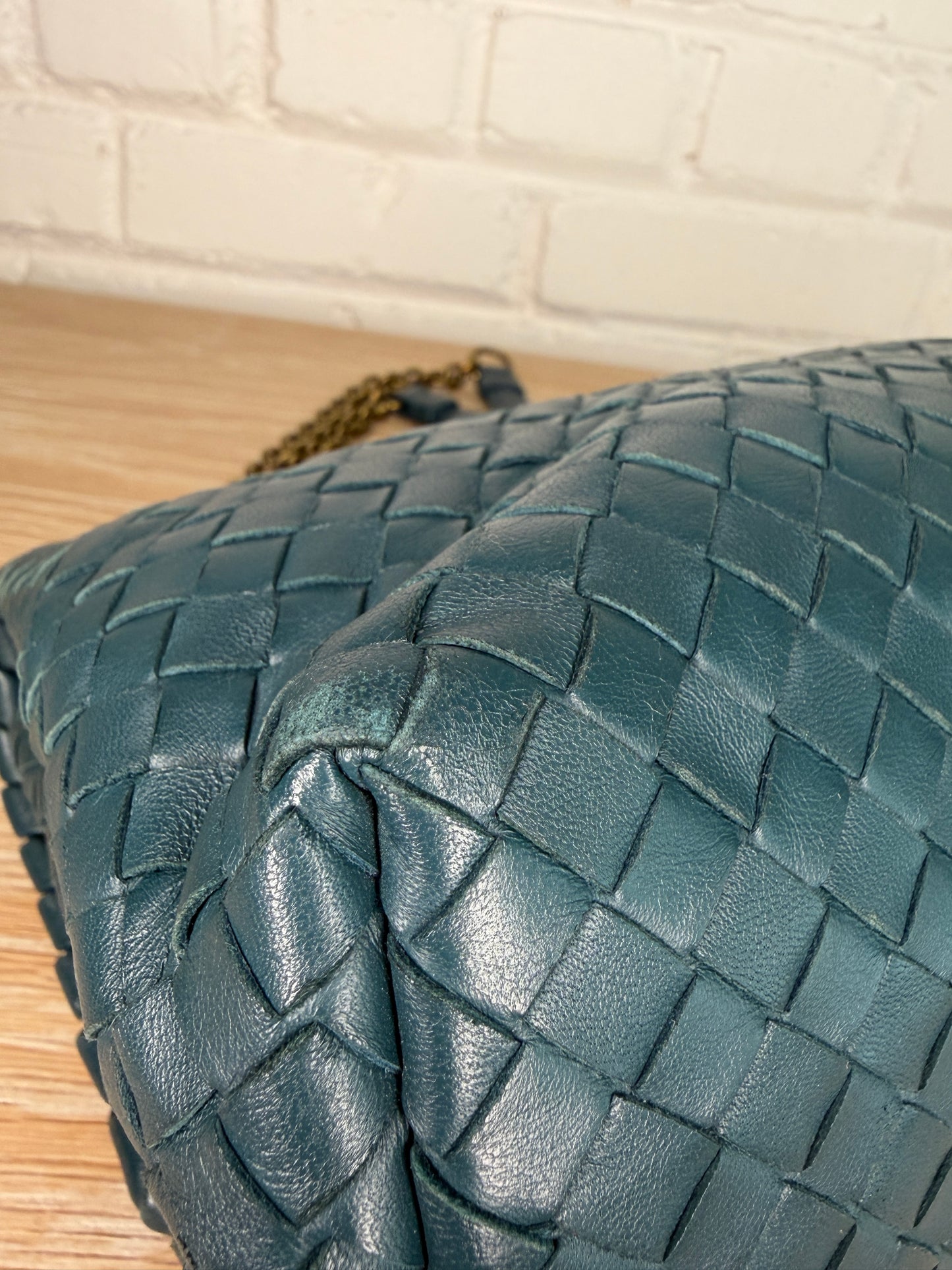 Bottega Veneta Olimpia Blue Intrecciato Leather