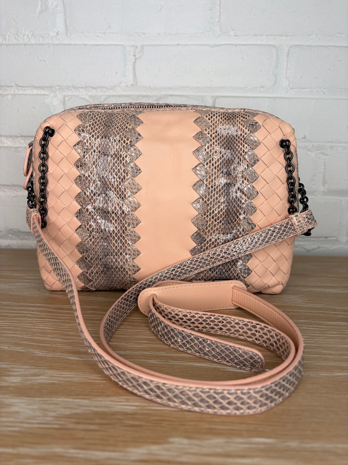 Bottega Veneta Nodini Snakeskin Ayers-Trimmed Intrecciato