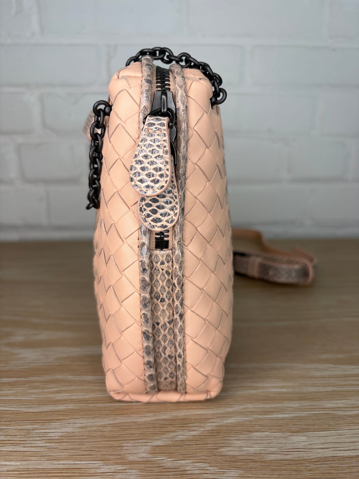 Bottega Veneta Nodini Snakeskin Ayers-Trimmed Intrecciato