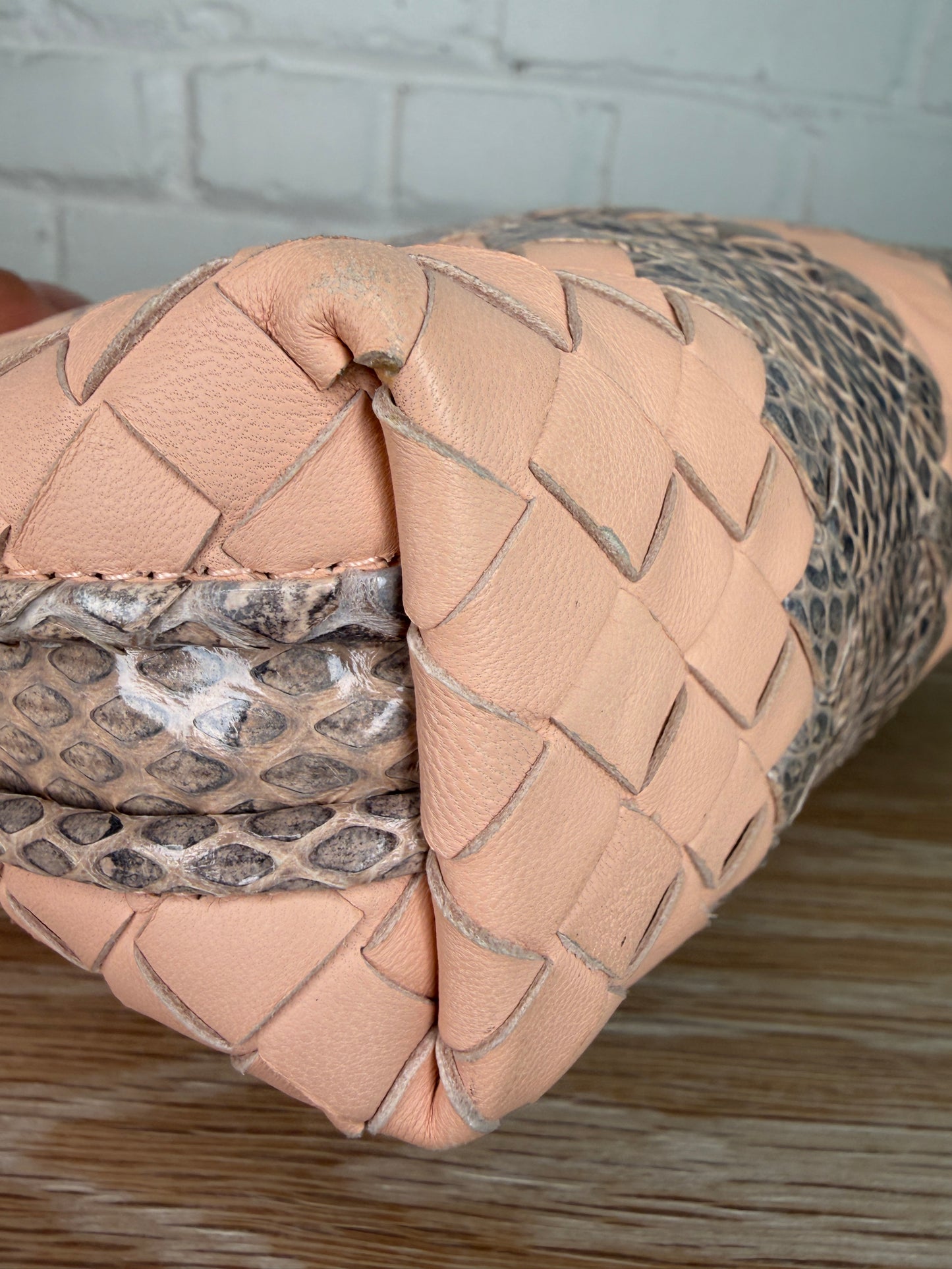 Bottega Veneta Nodini Snakeskin Ayers-Trimmed Intrecciato