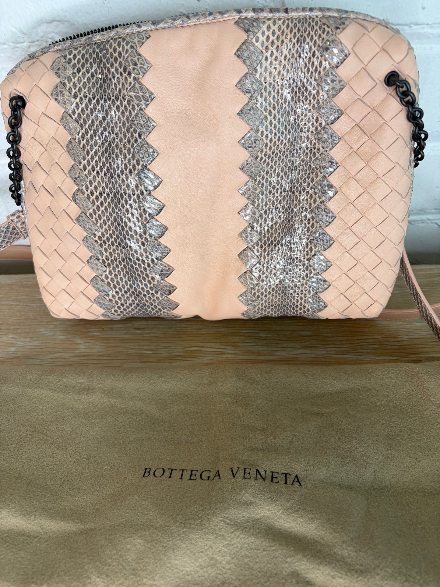 Bottega Veneta Nodini Snakeskin Ayers-Trimmed Intrecciato