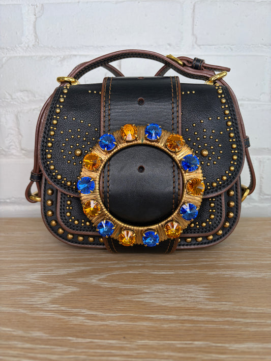 Miu Miu Dahlia Crystal Embellished Crossbody Bag Black
