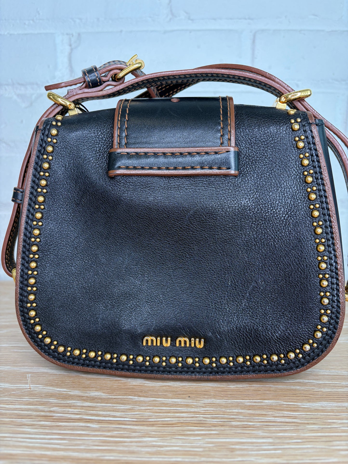 Miu Miu Dahlia Crystal Embellished Crossbody Bag Black
