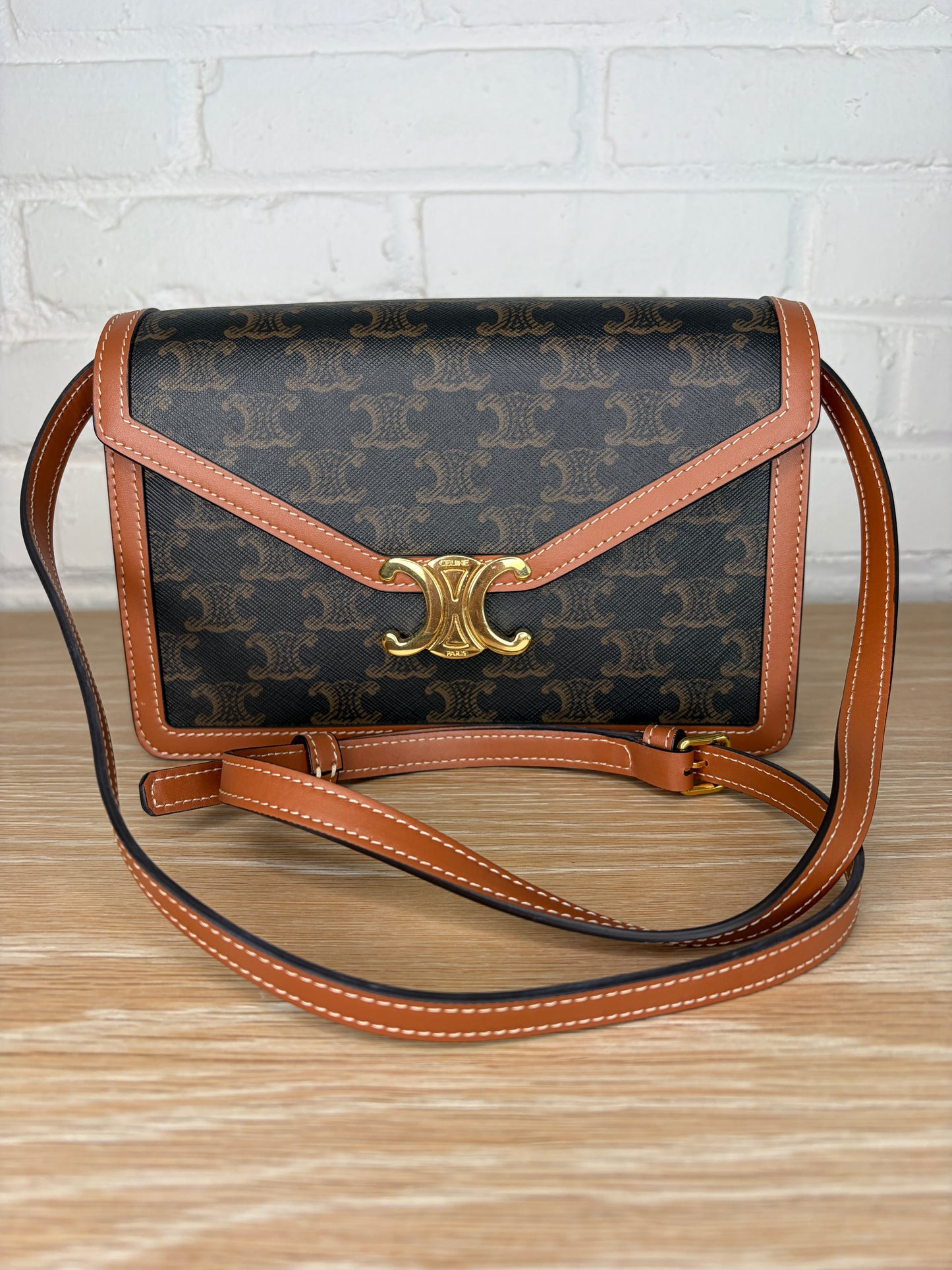 Celine Envelope Triomphe Medium Flap Shoulder Bag