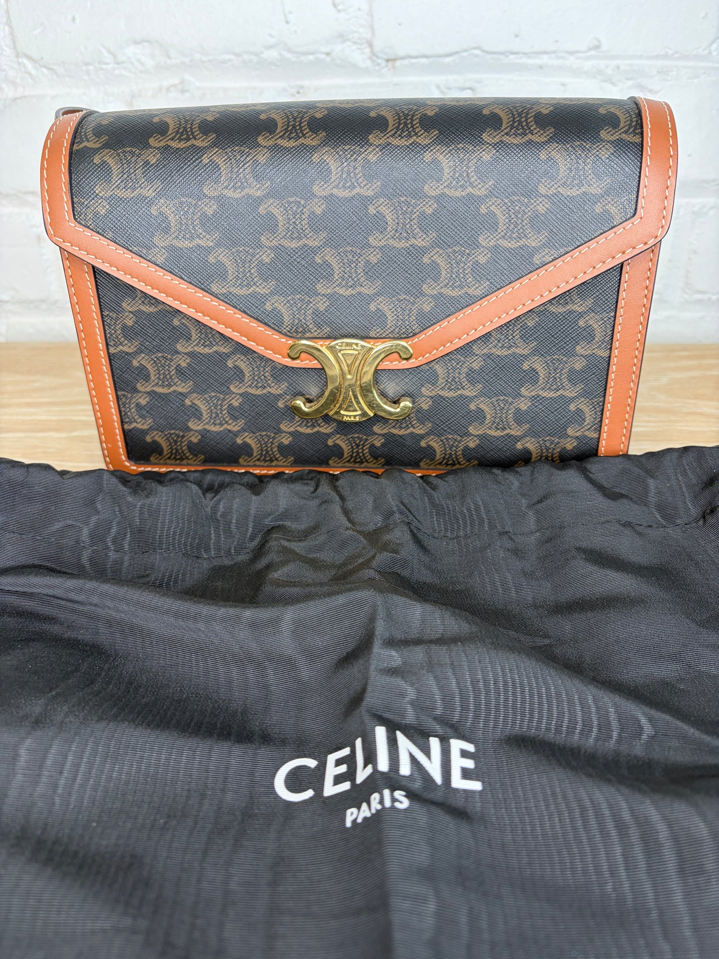 Celine Envelope Triomphe Medium Flap Shoulder Bag