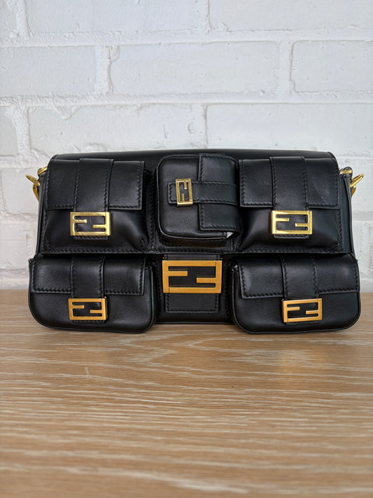 Fendi Baguette Cargo Multi-Pocket Black Leather