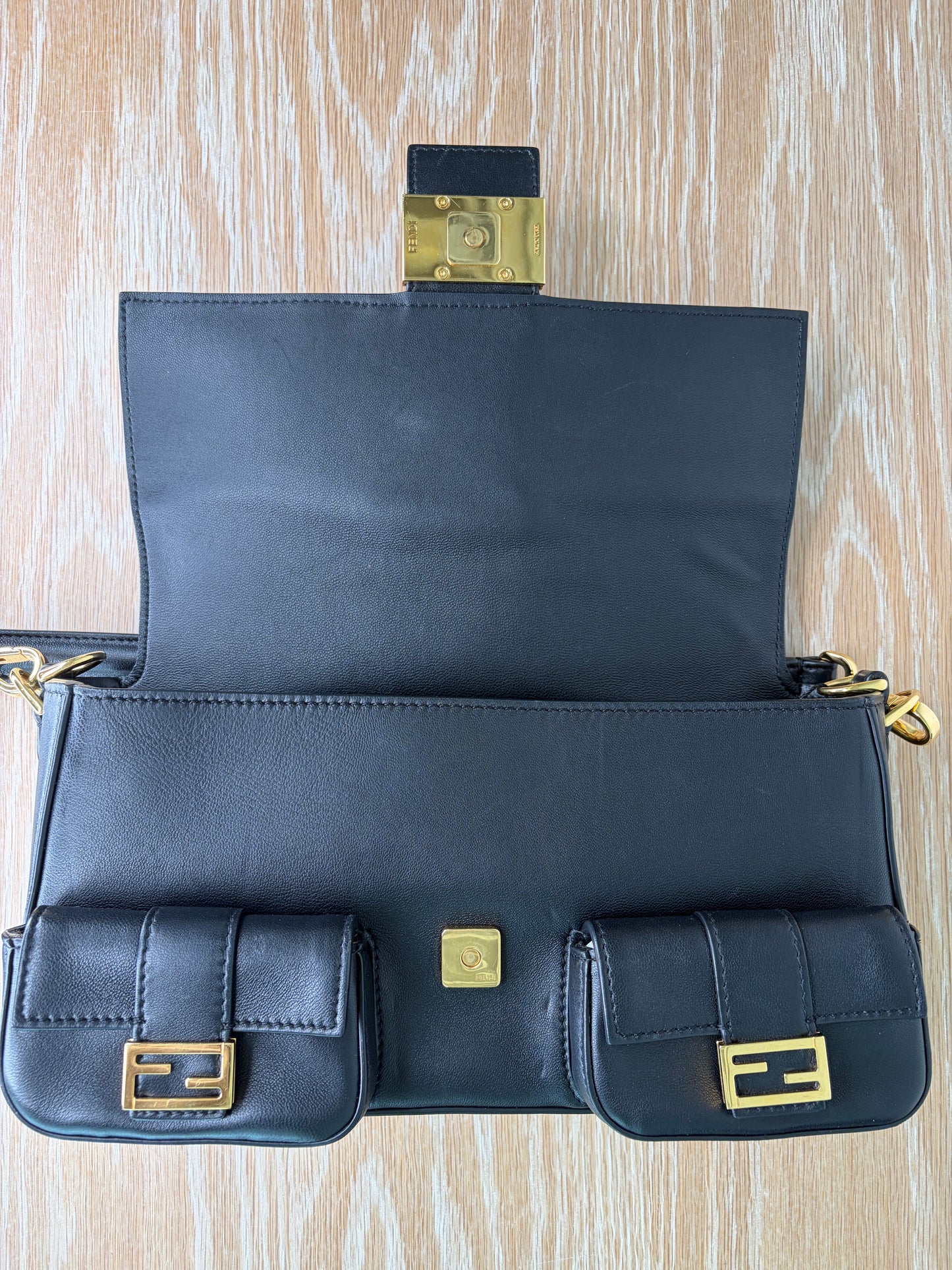 Fendi Baguette Cargo Multi-Pocket Black Leather