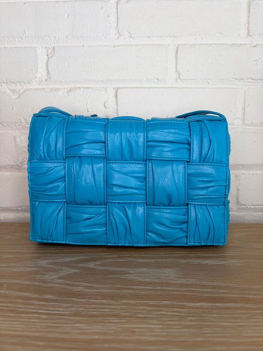 Bottega Veneta Intreccio Plisse Cassette Crossbody Bag Aqua/Blue