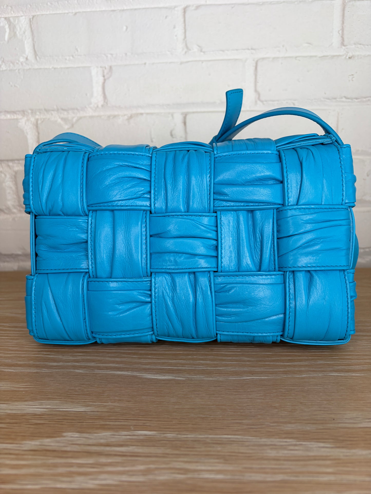 Bottega Veneta Intreccio Plisse Cassette Crossbody Bag Aqua/Blue