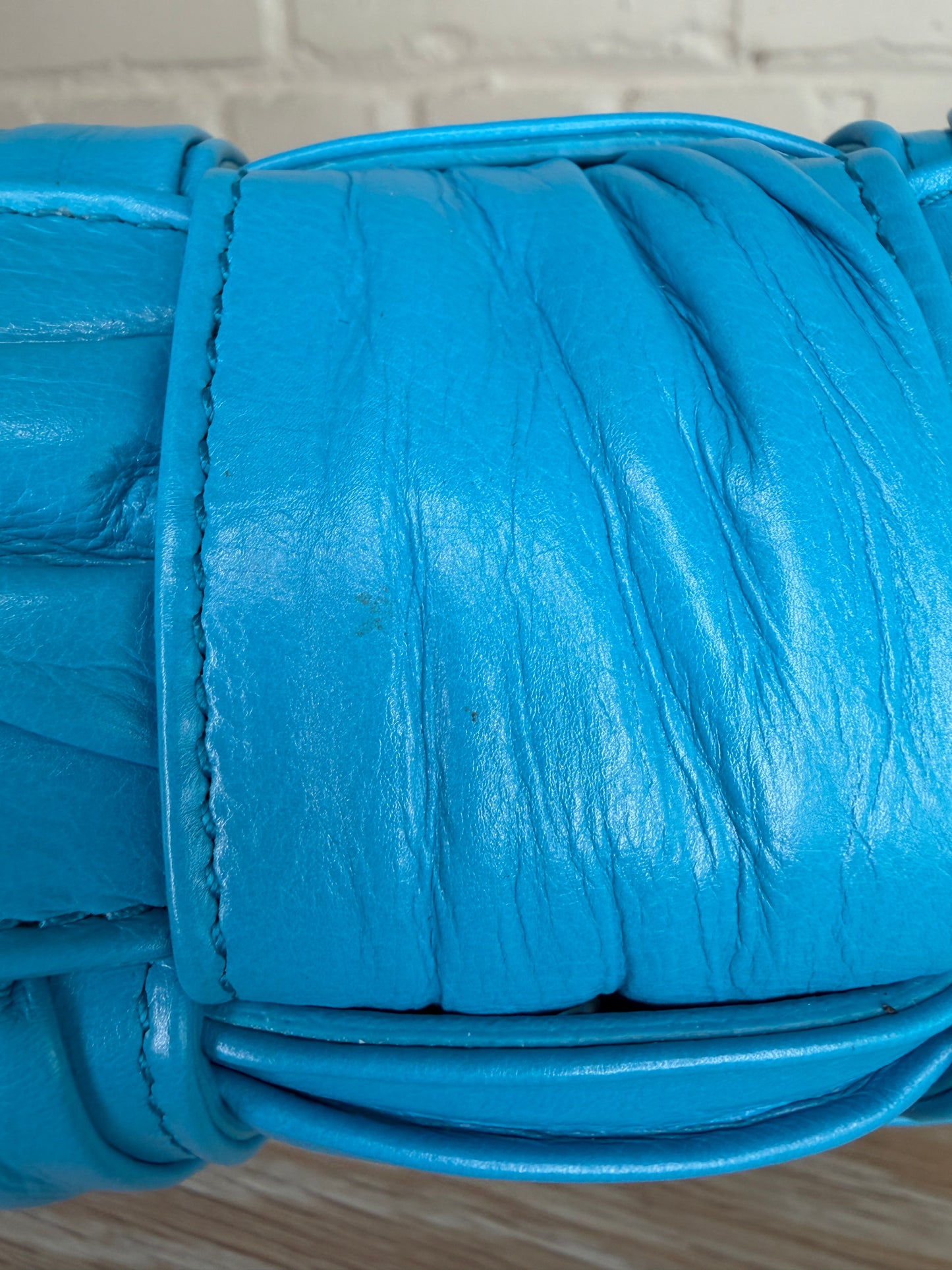 Bottega Veneta Intreccio Plisse Cassette Crossbody Bag Aqua/Blue