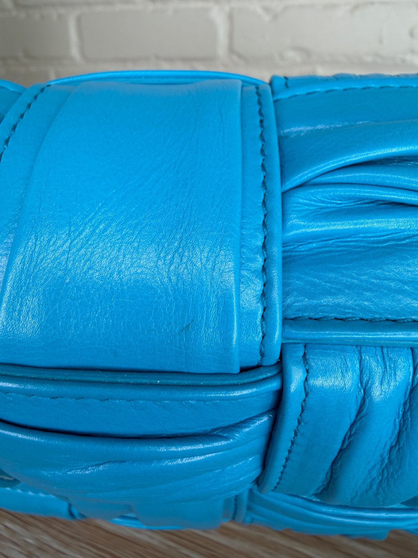 Bottega Veneta Intreccio Plisse Cassette Crossbody Bag Aqua/Blue