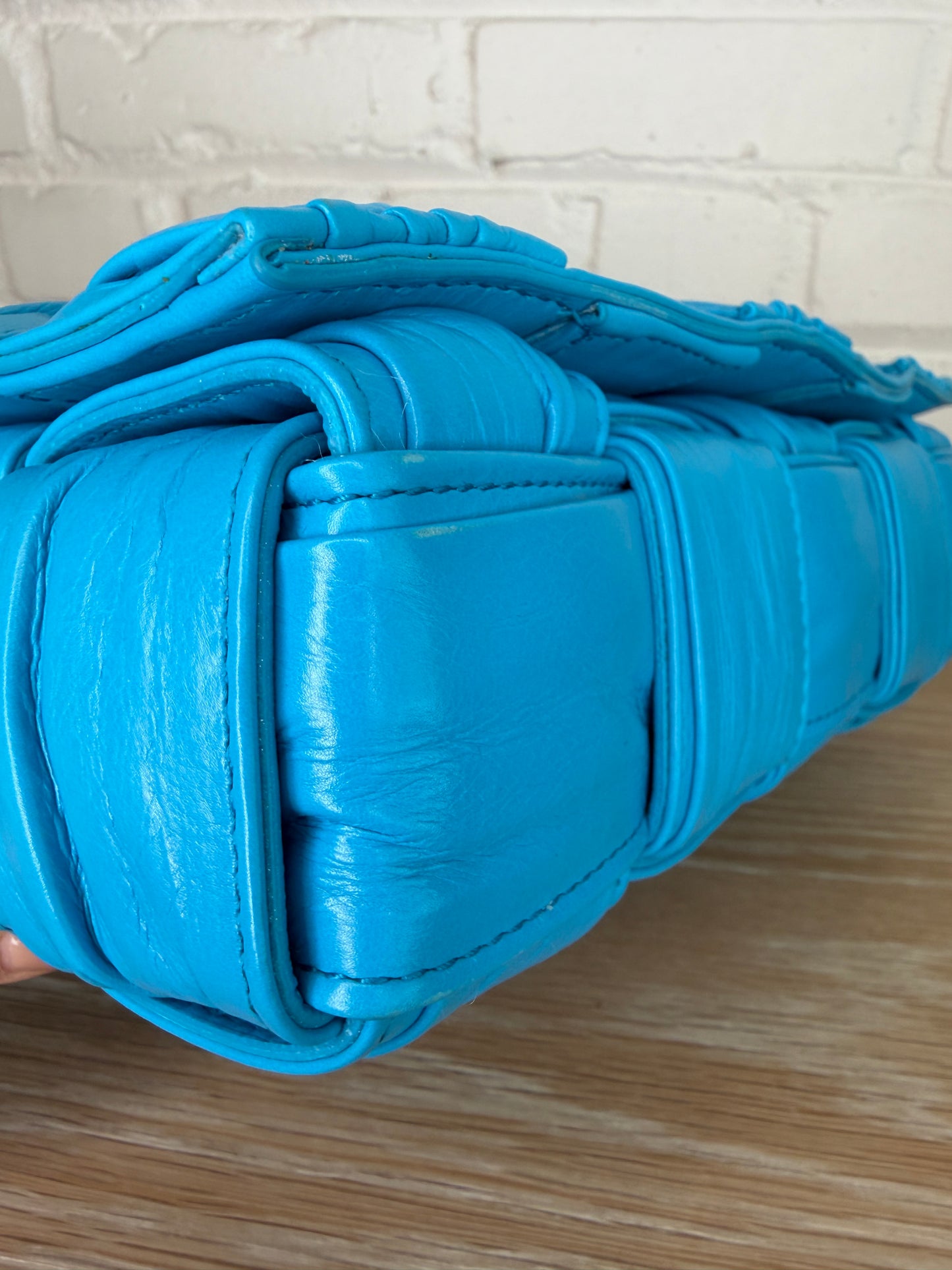Bottega Veneta Intreccio Plisse Cassette Crossbody Bag Aqua/Blue