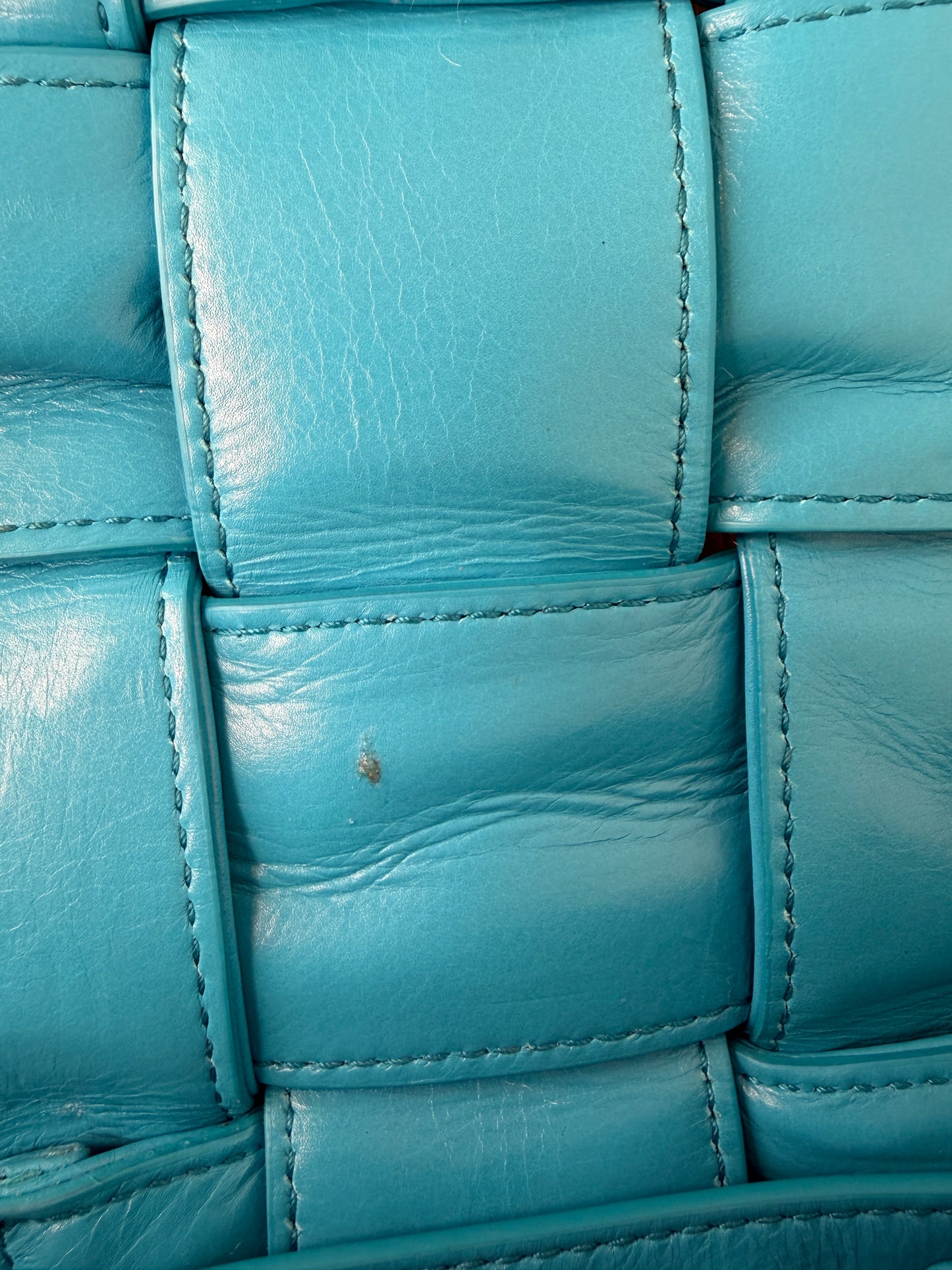 Bottega Veneta Intreccio Plisse Cassette Crossbody Bag Aqua/Blue