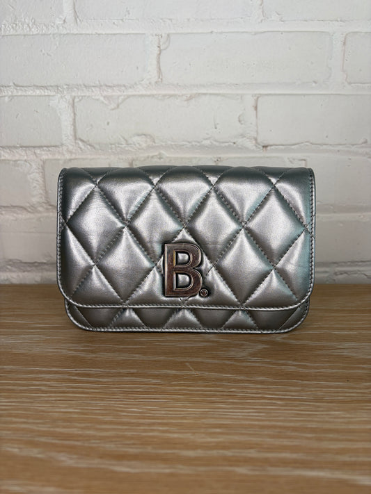 Balenciaga B Wallet on Chain Quilted Metallic LeatherPuffer Silver