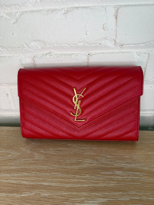 Saint Laurent Envelope Wallet On Chain Red Medium