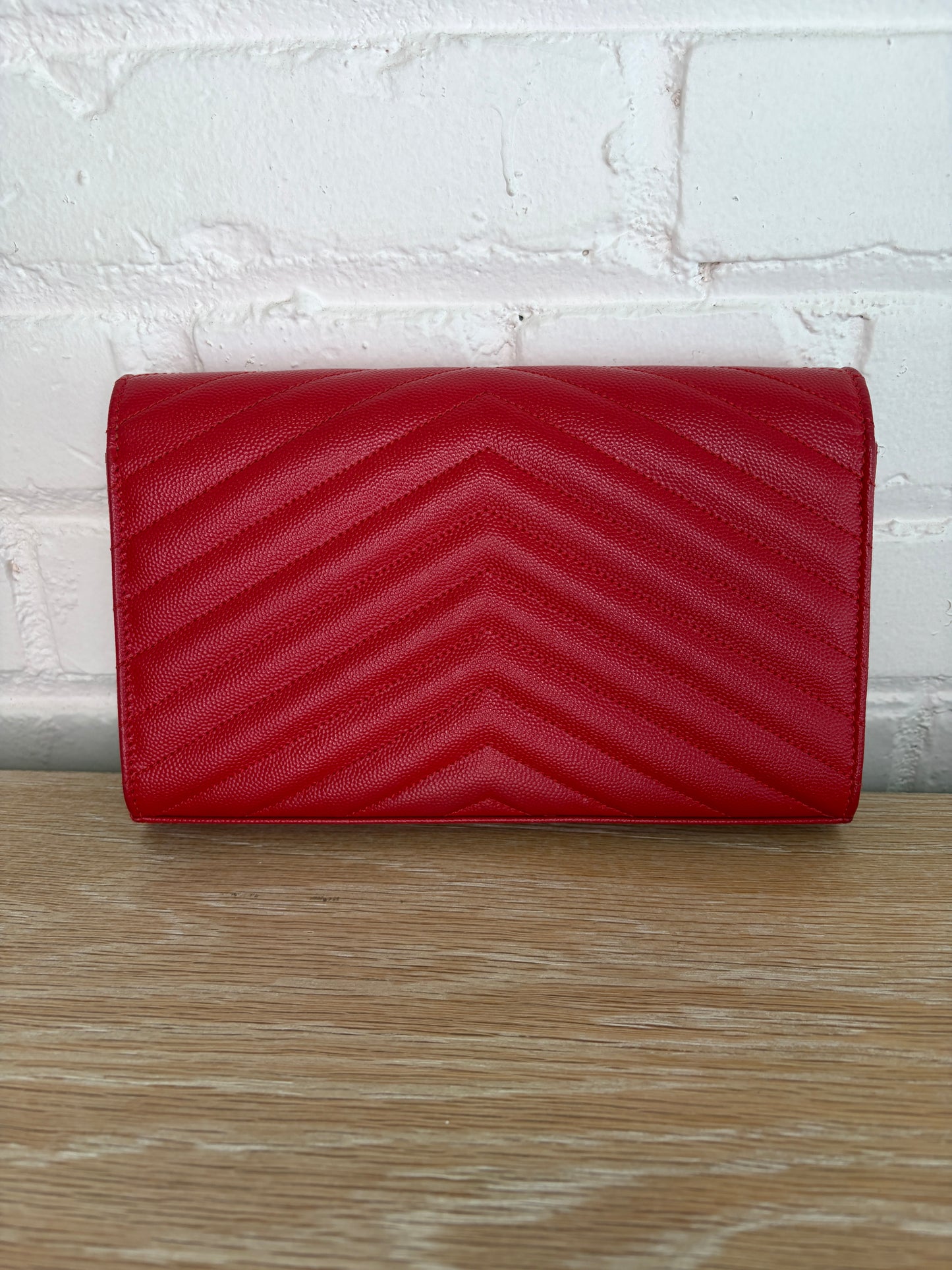 Saint Laurent Envelope Wallet On Chain Red Medium