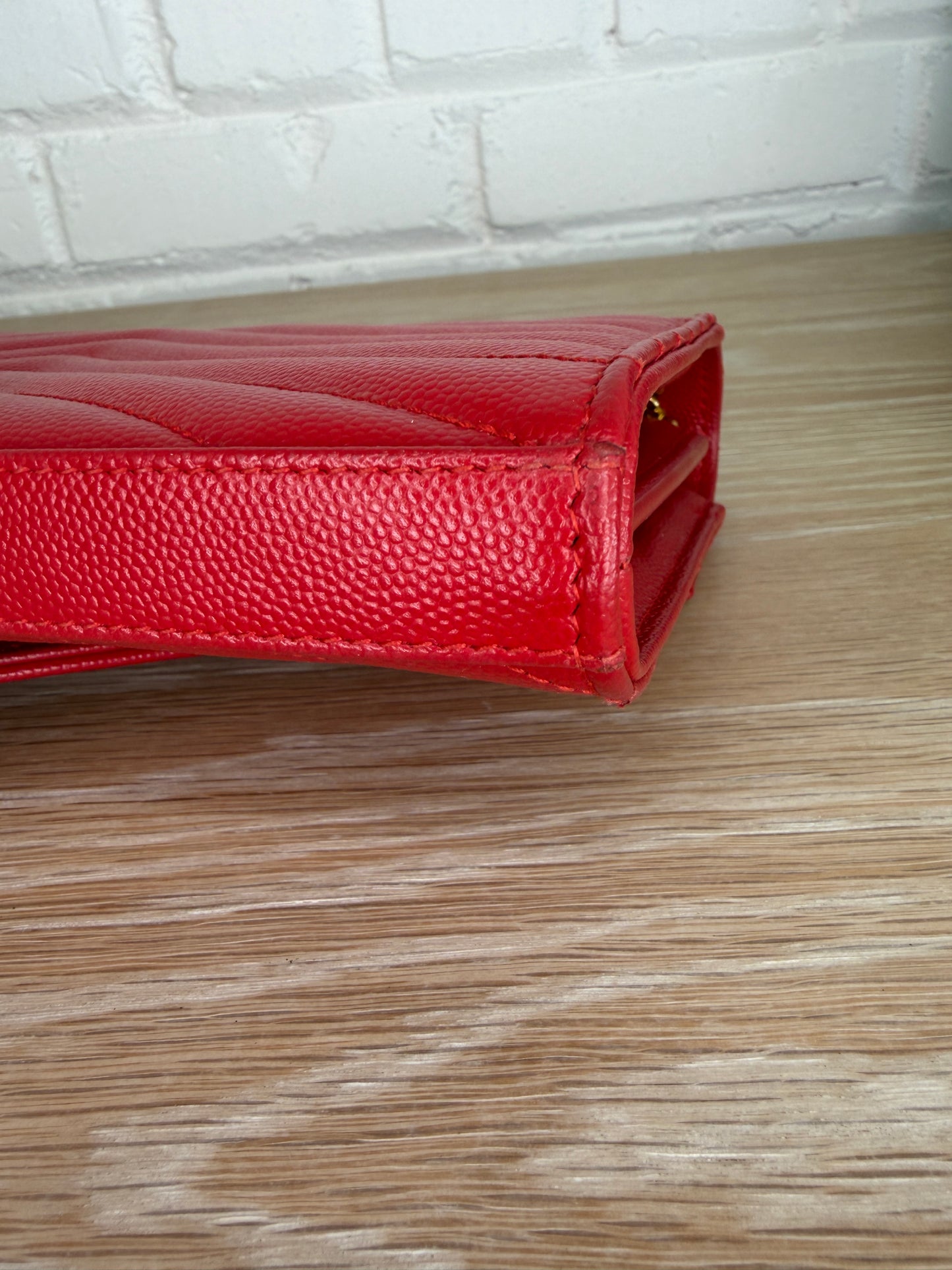 Saint Laurent Envelope Wallet On Chain Red Medium